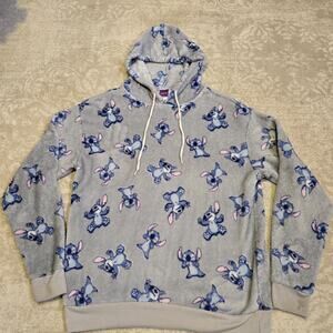 Disney's Stitch - plush gray hoodie features an all-over print - Womens Medium